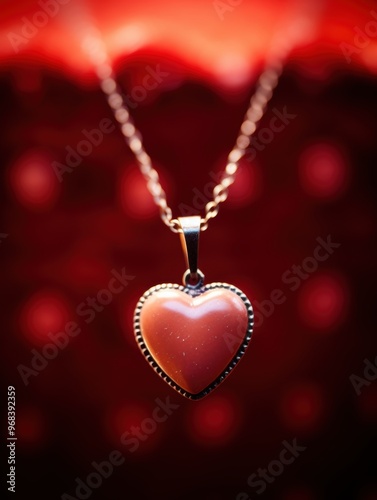 heart-shaped pendant on red background