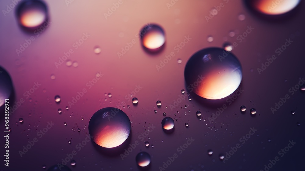 Colorful water droplets on a surface Colorful water droplets on a surface