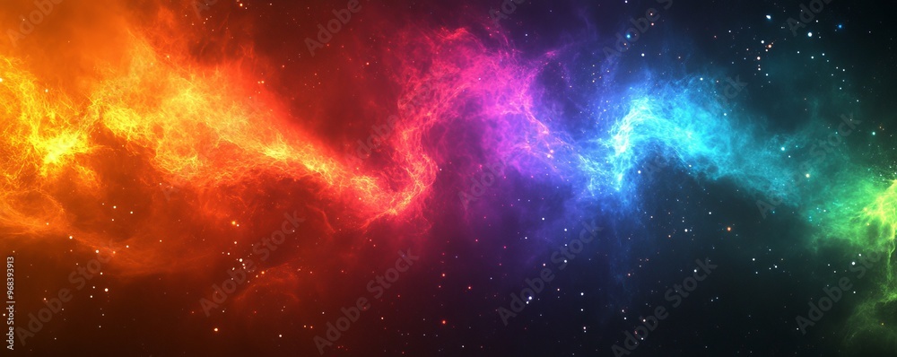Ethereal Fusion of Abstract Rainbow Light Patterns and Dark Cosmic Dust Clouds Ethereal Fusion of Abstract Rainbow Light Patterns and Dark Cosmic Dust Clouds