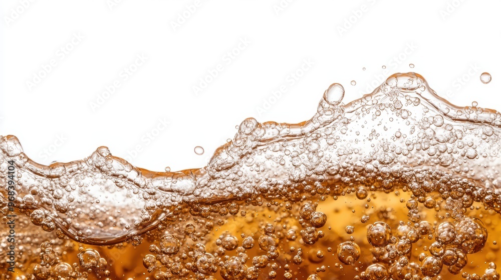 Sparkling carbonated soda or beer with bubbles Sparkling carbonated soda or beer with bubbles