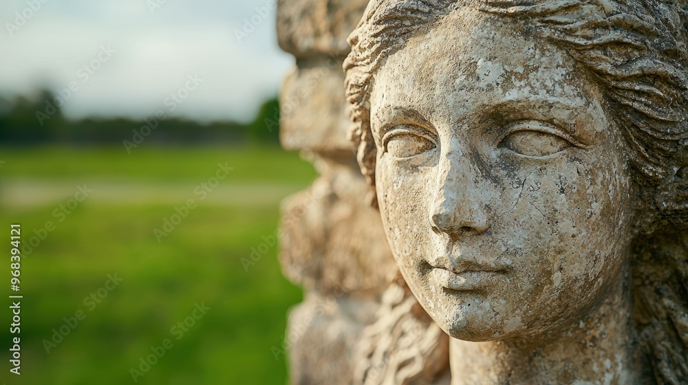 Serene stone statue in a natural landscape Serene stone statue in a natural landscape