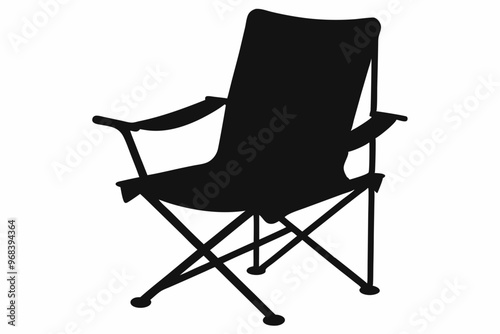 Camping chair Silhouette vector, Black Camping chair silhouette