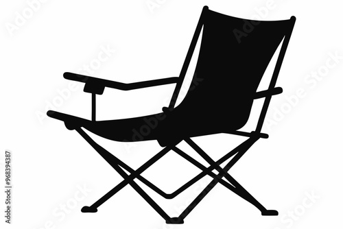 Camping chair Silhouette vector, Black Camping chair silhouette