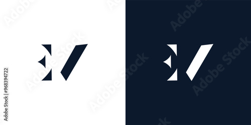 Abstract letter EV logo.