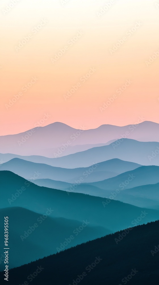 Serene mountain range silhouettes at sunrise Serene mountain range silhouettes at sunrise
