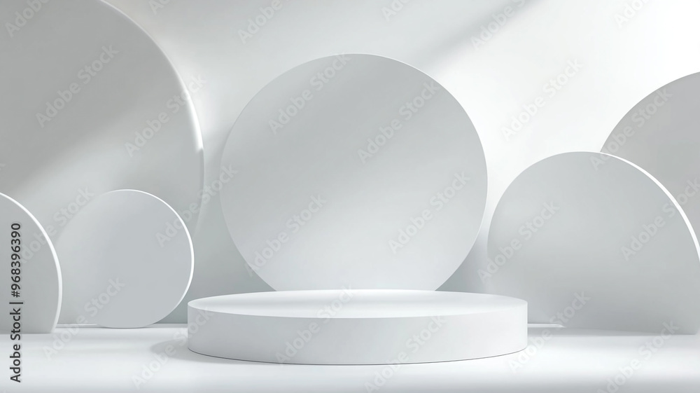 Minimalist illustration of white geometric shapes on a clean backdrop for creative design purposes Minimalist illustration of white geometric shapes on a clean backdrop for creative design purposes