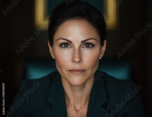 Serious business woman with intense gaze