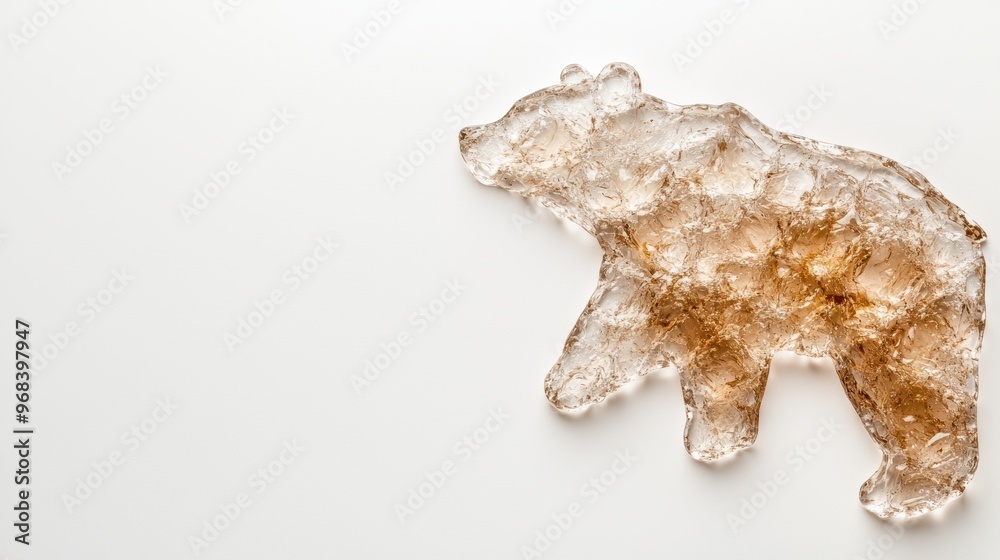 Obraz premium Frozen glass bear figurine on white background