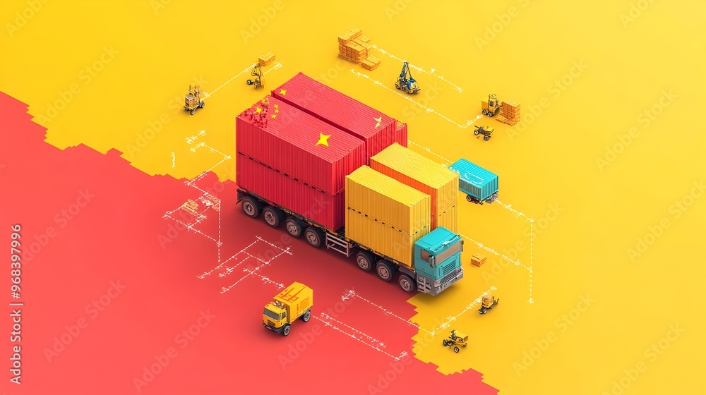 Fototapeta premium Graphic Illustrating How Chinese Trade Deficits Influence Economic Policy Decisions in Latin American Countries