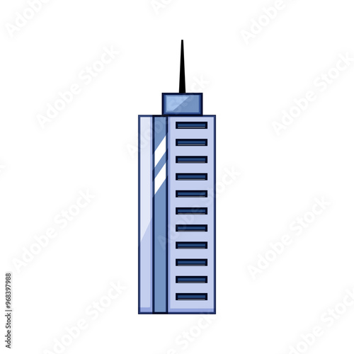 steel skyscraper cartoon. glass concrete, elevation engineering, landmark vertical steel skyscraper sign. isolated symbol vector illustration