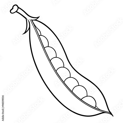 snap peas vegetable outline coloring book page line art illustration digital drawing