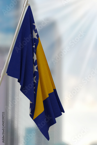 Bosnia and Herzegovina national flag. Render 3D. photo