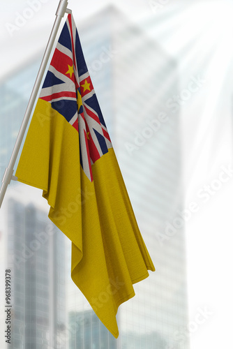 Niue national flag. Render 3D. photo