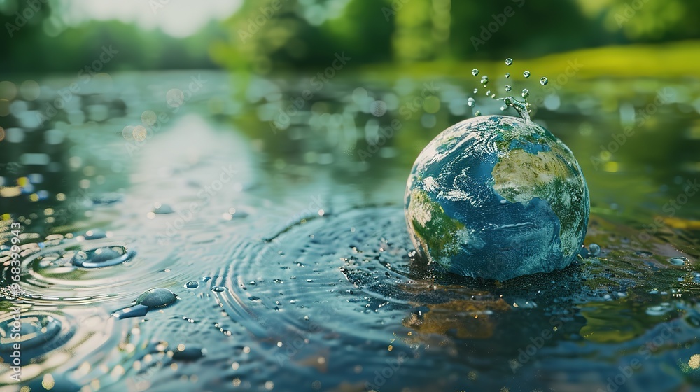 A concept of saving water and protecting the environment, emphasizing A concept of saving water and protecting the environment, emphasizing