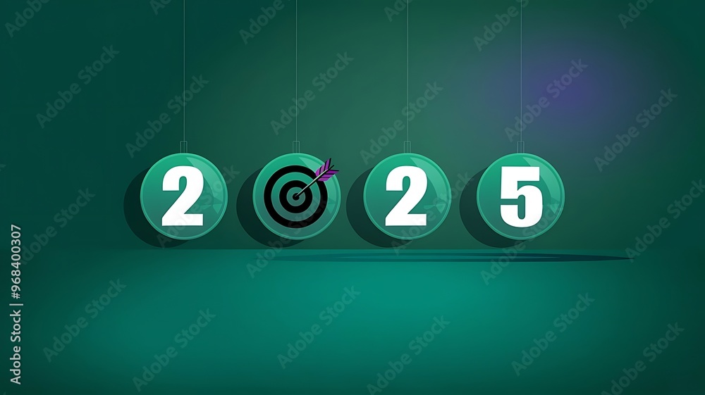 HAPPY NEW YEAR 2025 FOUR wooden discs with text 2025, Happy new Year