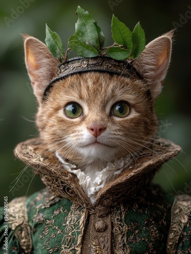 Curious forest feline with natural crown photo