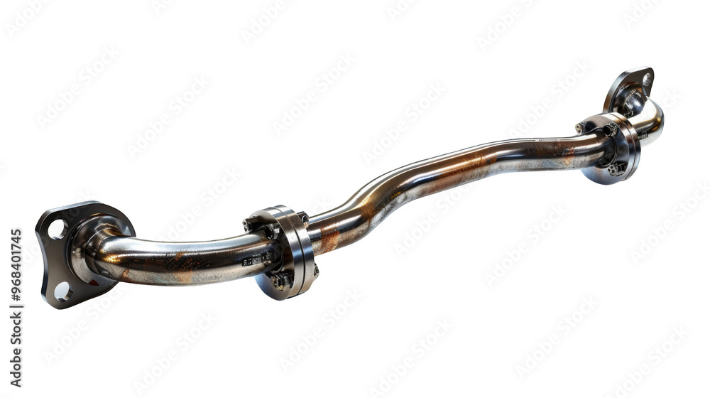 Obraz premium Curved Metal Pipe with Flanges