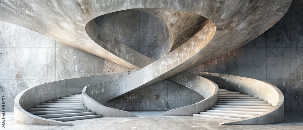 Abstract Concrete Staircase Design in a Modernist Building Abstract Concrete Staircase Design in a Modernist Building