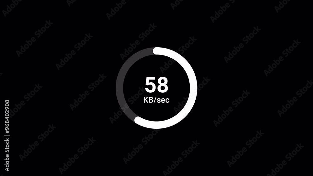 Internet speed test on a transparent background, Internet speed testing meter animation with alpha channel