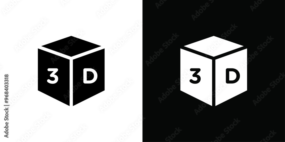 3D icon Thin line flat illustration 3D icon Thin line flat illustration