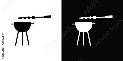 BBQ icon Thin line flat illustration