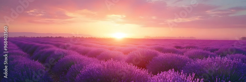 Sunset over Lavender Field: Purple Paradise at Golden Hour