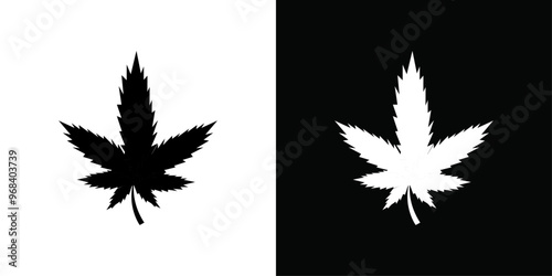 Cannabis leafs icon Thin line flat illustration