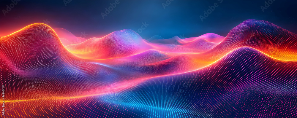 Abstract Background of Flowing Neon Waves in 3D Abstract Background of Flowing Neon Waves in 3D