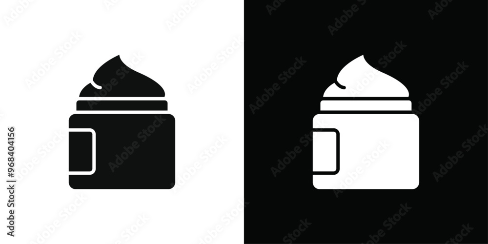 Cream jar icon Thin line flat illustration Cream jar icon Thin line flat illustration