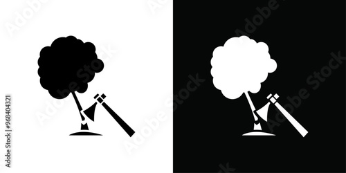 Destruction of forests icon Thin line flat illustration