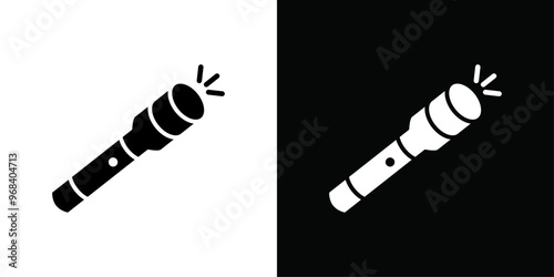 Flashlight icon Thin line flat illustration