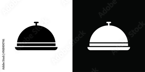 Food Tray and Cover icon Thin line flat illustration