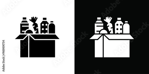 Food donation icon Thin line flat illustration