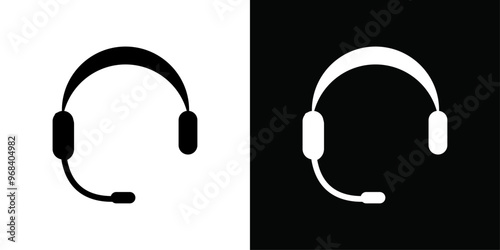 Headset icon Thin line flat illustration
