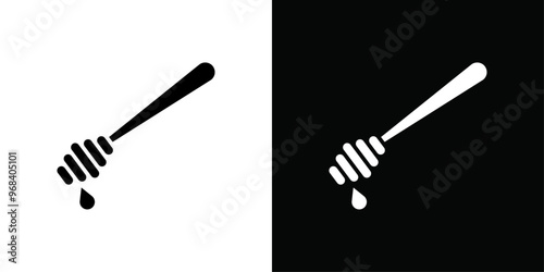 honey dipper icon Thin line flat illustration