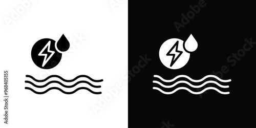 Hydroelectric energy icon Thin line flat illustration