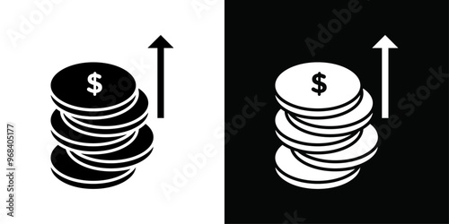 Increase money icon Thin line flat illustration
