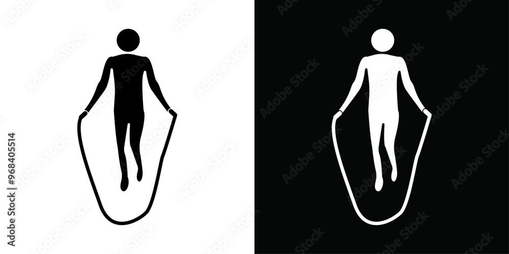 Man jumping with skipping rope icon Thin line flat illustration Man jumping with skipping rope icon Thin line flat illustration