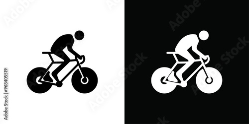 Man on bicycle icon Thin line flat illustration
