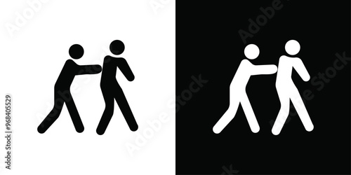 Man pushing another person icon Thin line flat illustration