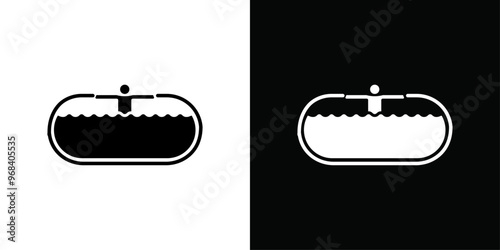 Man relaxing in jacuzzi icon Thin line flat illustration