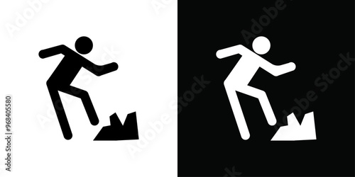 Man tripping icon Thin line flat illustration photo