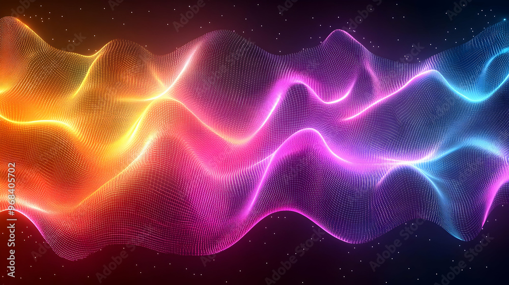 Abstract Background - Vibrant Rainbow Wave on Dark Background Abstract Background - Vibrant Rainbow Wave on Dark Background