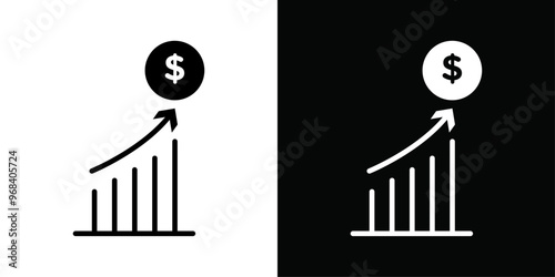 Money growing icon Thin line flat illustration