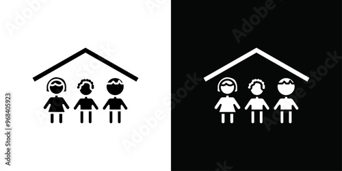 Orphanage house icon Thin line flat illustration