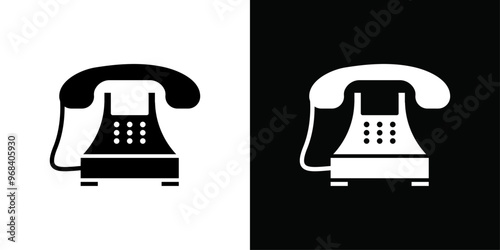 old phone icon Thin line flat illustration
