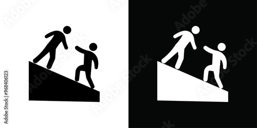 Person help someone icon Thin line flat illustration