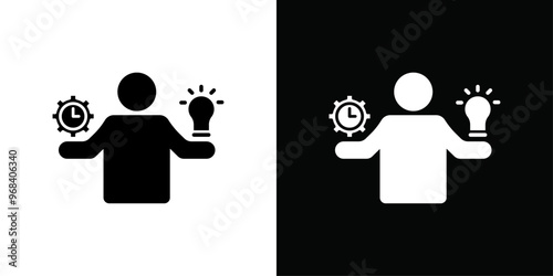 Productive man icon Thin line flat illustration