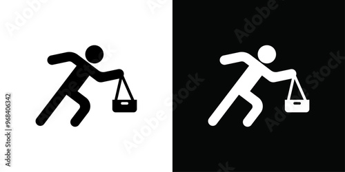 Purse snatcher icon Thin line flat illustration