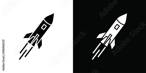 Rocket icon Thin line flat illustration